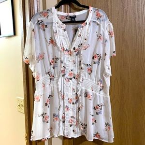Sheer White Floral Blouse